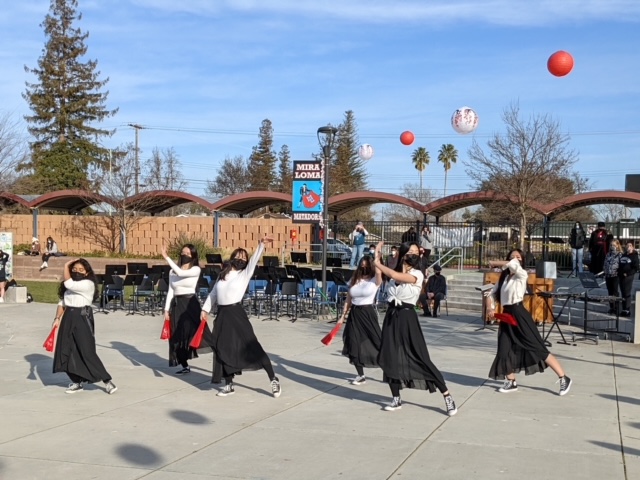Chinese Culture Club students performed a traditional fan dance.
