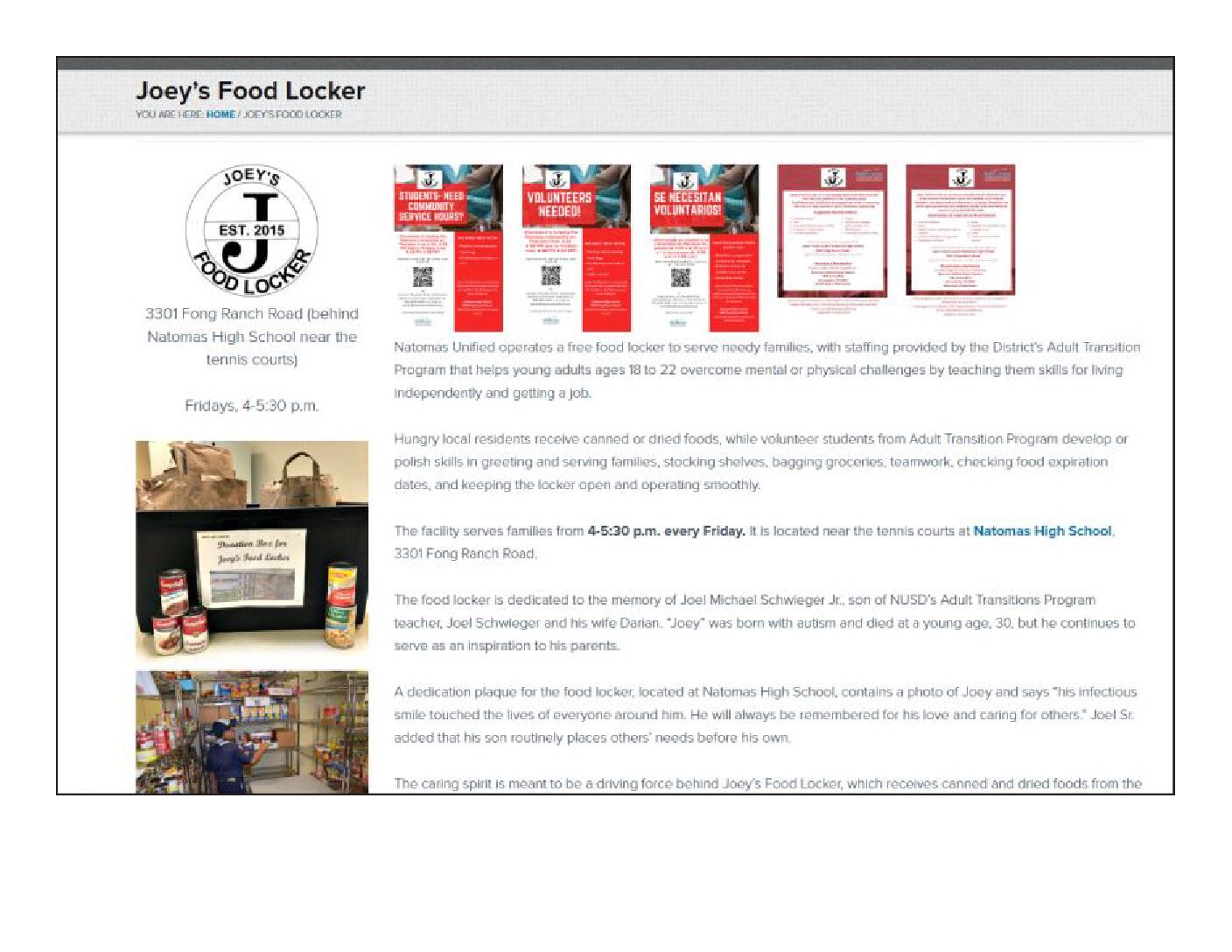 Joey Food Locker website.
